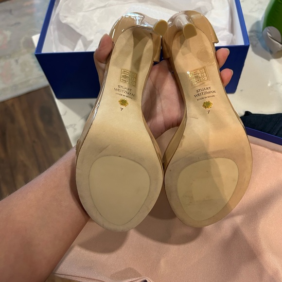 NIB Stuart Weitzman Disco Patent Nude Leather Sandal - Picture 9 of 10
